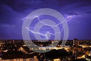 Thundershower and lightning photo