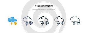 Thundersnow icon in different style vector illustration. two colored and black thundersnow vector icons designed in filled,