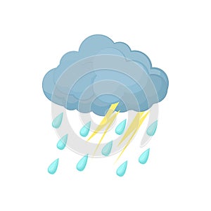 Thunderstorm cloud icon, cartoon style photo