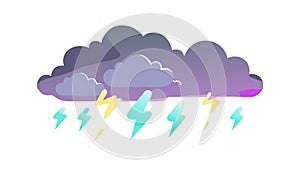 Thunderstorm Cloud with Multiple Lightning Strikes, vector design Generative AI