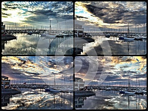 Thunderstorm cloud at sunset collage