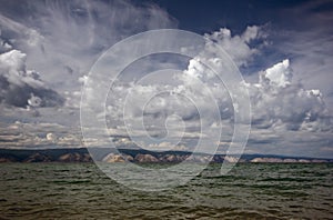 Thunderstorm clouds.Baikal lake.View from Olkhon. photo