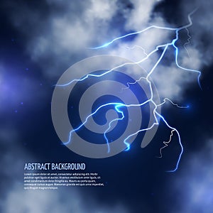 Thunderstorm with clouds and lightnings. Vector