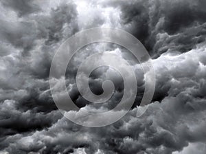 Thunderstorm dark clouds blurred sky background