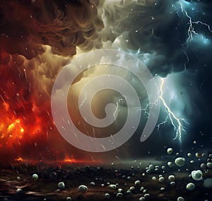 Thunderstorm of hail and fire