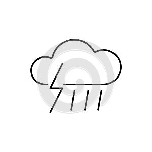 Thunderstorm icon element of weather icon for mobile concept and web apps. Thin line thunderstorm icon can be used for web and