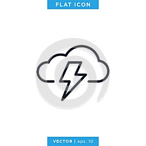 Thunderstorm Icon Vector Illustration Design Template. Weather Sign and Symbol. Editable Stroke