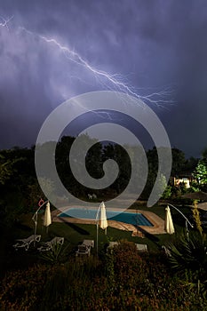 Thunderstorm, lighting and thunder in a storm in Caceres