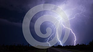 Thunderstorm with lightning bolt strikes