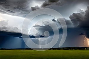 Thunderstorm with lightning bolt strikes