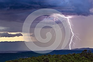 Thunderstorm with lightning bolt photo