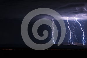 Thunderstorm lightning bolts with copy space