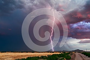 Thunderstorm lightning with dramatic storm clouds