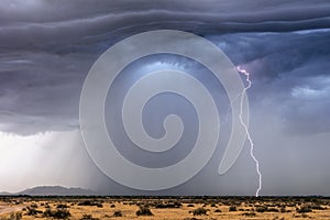 Thunderstorm with lightning and heavy rain