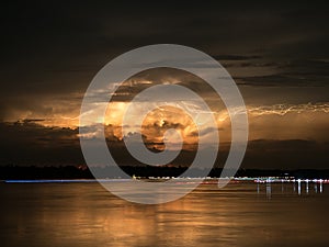 Thunderstorm and lightning at night