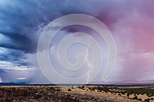 Thunderstorm with lightning strike