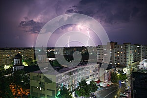 Thunderstorm with lightnings in Giurgiu city