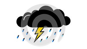Thunderstorm Rain Cloud Icon, Weather Warning Lightning Element, vector design Generative AI