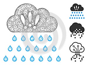 Thunderstorm Rain Cloud Polygonal Web Vector Mesh Illustration