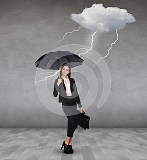 Thunderstorm strikes to businesswoman