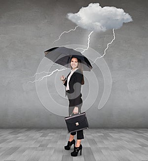 Thunderstorm strikes to businesswoman