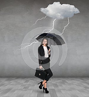 Thunderstorm strikes to businesswoman