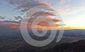 A Thunderstorm at Sunset Over Albuquerque, New Mexico