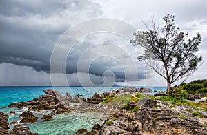 Thunderstorm at Tobacco Bay Beach in St. George`s Bermuda