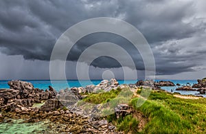 Thunderstorm at Tobacco Bay Beach in St. George`s Bermuda