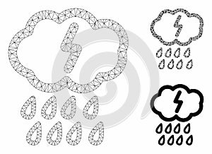 Thunderstorm Vector Mesh Wire Frame Model and Triangle Mosaic Icon