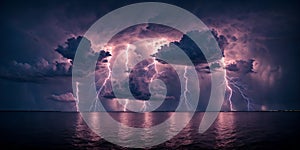 thunderstorm weather on the lake ,concepts of disaster?danger