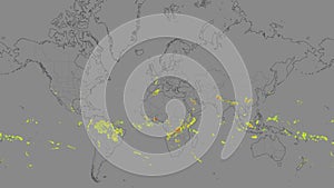 Thunderstorm world map live video from satellite in 2020 , climate change  during corona pandemic outbreak