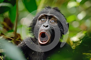 Thunderstruck Ape shocked. Generate Ai