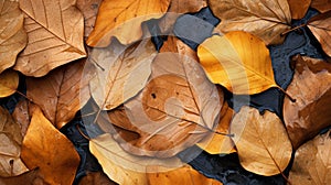 Thundery Leaves: A Close-up Environmental Portraiture In Light Gold And Dark Bronze