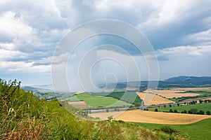 Thundery shower over the landscape of northern Slovakia