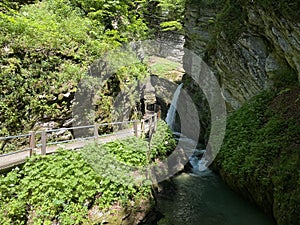 The Thur river canyon die Schlucht des Flusses Thur in the Unterwasser settlement and the Obertoggenburg region - Switzerland