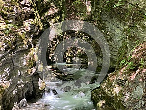 The Thur river canyon die Schlucht des Flusses Thur in the Unterwasser settlement and the Obertoggenburg region - Switzerland