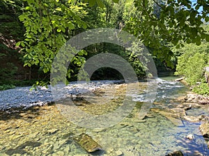 The Thur river in the village of Nesslau-Krummenau or in Unterwasser settlement and in the Obertoggenburg region - Switzerland