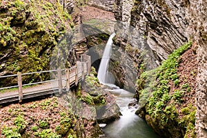 Thur waterfalls in the alps in Unterwasser in Switzerland