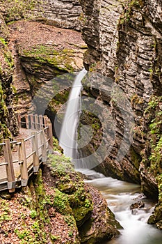 Thur waterfalls in the alps in Unterwasser in Switzerland