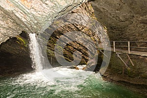 Thur waterfalls in the alps in Unterwasser in Switzerland