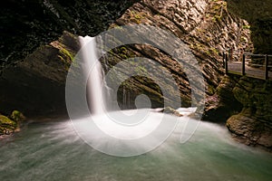 Thur waterfalls in the alps in Unterwasser in Switzerland