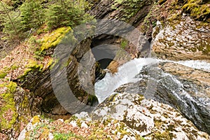 Thur waterfalls in the alps in Unterwasser in Switzerland