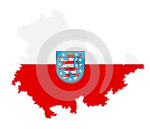 Thuringen map flag vector silhouette illustration isolated, provInce in Germany.