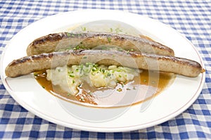 Thuringian sausage with potato cucumber salad photo