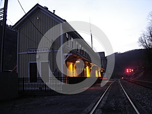 Thurmond railroad depot at dusk