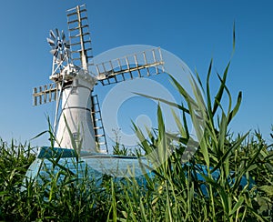 Thurne Dyke Drainage Mill, restored nineteenth century mill located on the Norfolk Broads, UK