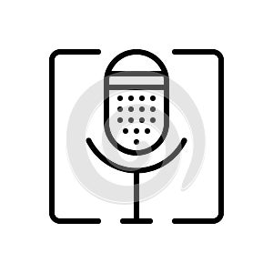 Black line icon for Thus, microphone and consequently photo