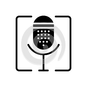 Black solid icon for Thus, microphone and consequently photo