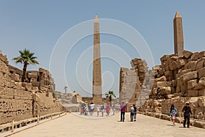 Thutmose I Obelisk and Queen Hatshepsut Obelisk in Amun Temple, Karnak, Luxor, Egypt